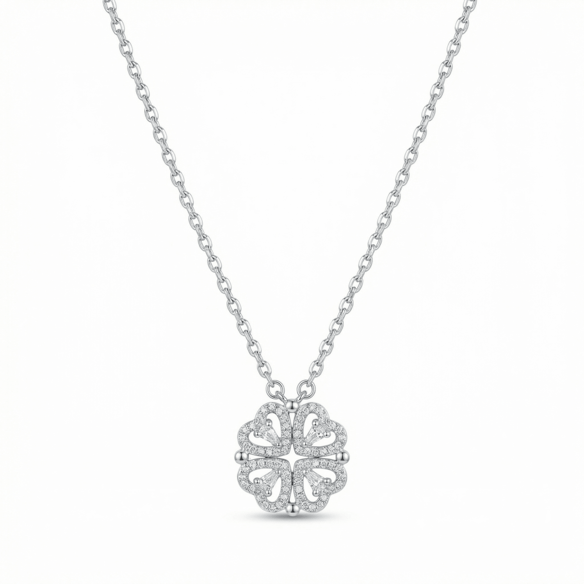 Amoria Linked Hearts Necklace - 925 Sterling Silver - Necklaces - Silvora