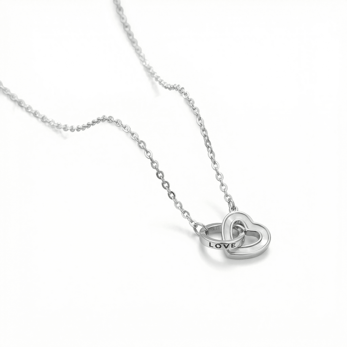 Amoura Interlocked Hearts Necklace - 925 Sterling Silver - Necklaces - Silvora