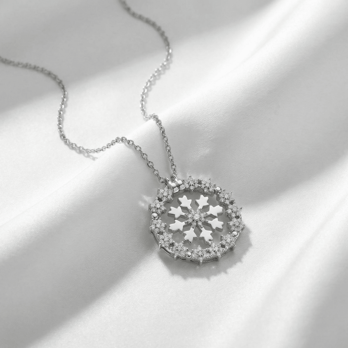 Aurelia Frost Medallion Necklace - 925 Sterling Silver - Necklaces - Silvora