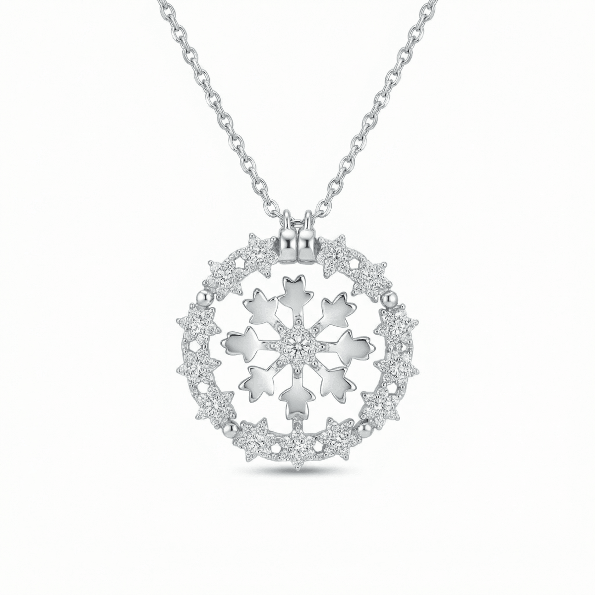 Aurelia Frost Medallion Necklace - 925 Sterling Silver - Necklaces - Silvora