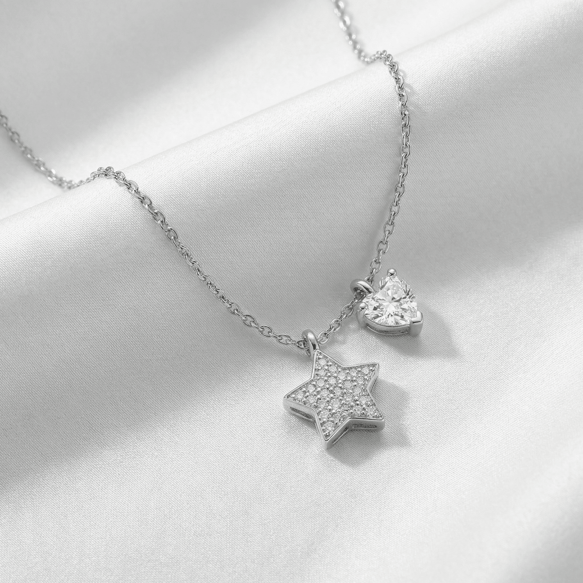 Celestia Duo Necklace - 925 Sterling Silver - Necklaces - Silvora