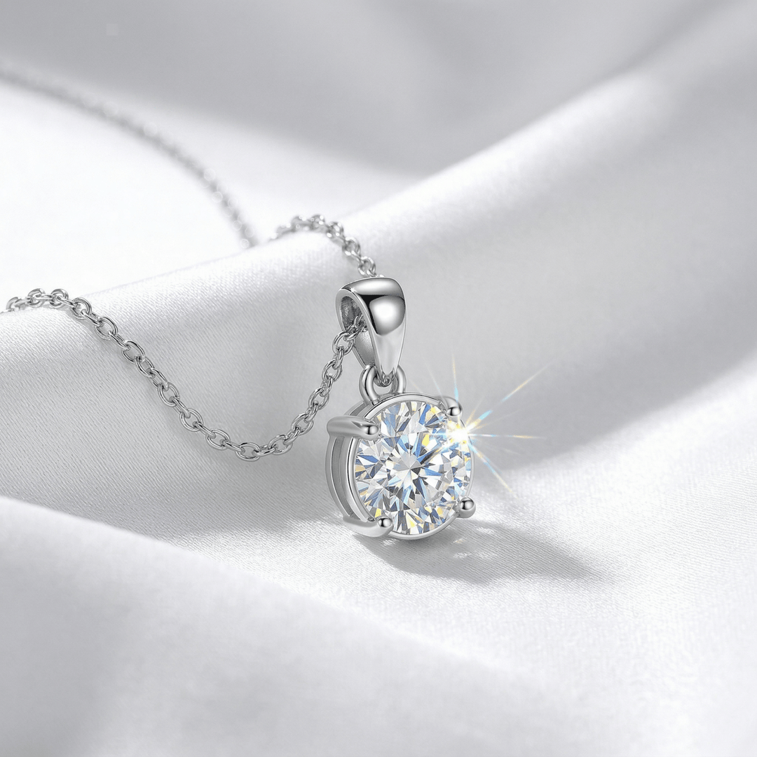 Celestia Solitaire Necklace - 925 Sterling Silver - Necklaces - Silvora