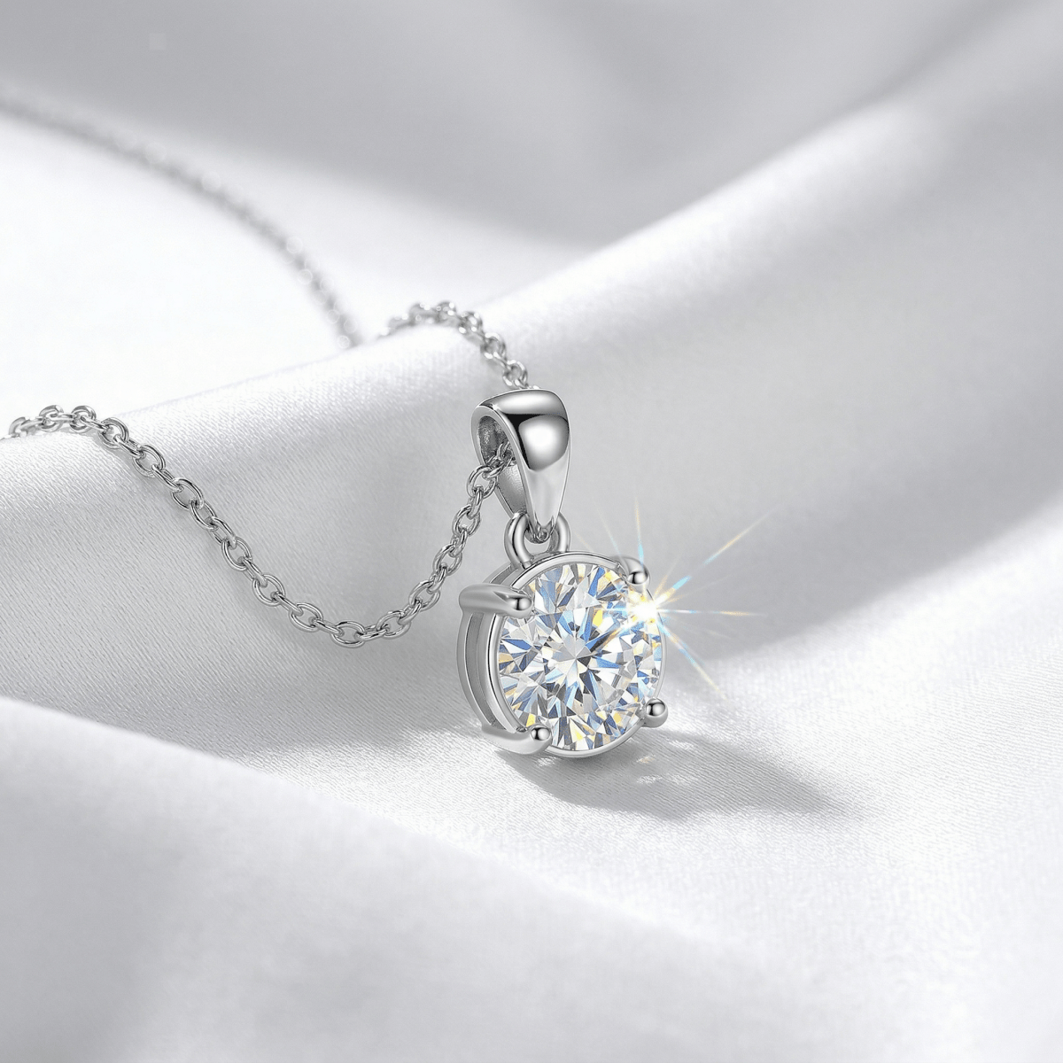 Celestia Solitaire Necklace - 925 Sterling Silver - Necklaces - Silvora