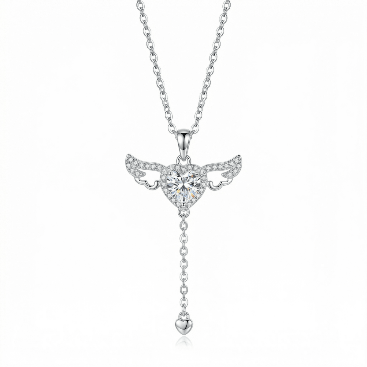Celestia Winged Heart Necklace - 925 Sterling Silver - Necklaces - Silvora