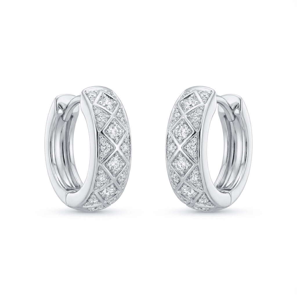 Élan Grid Huggie Earrings - Earrings - silvoraeg