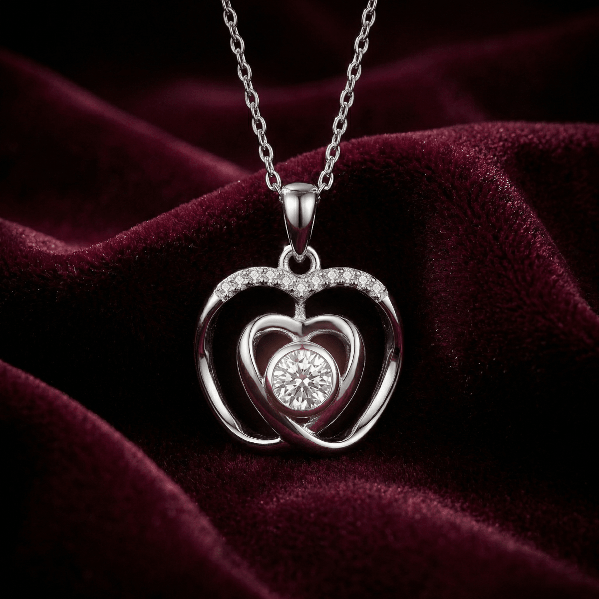 Eterna Lumière Heart Necklace - 925 Sterling Silver - Necklaces - Silvora