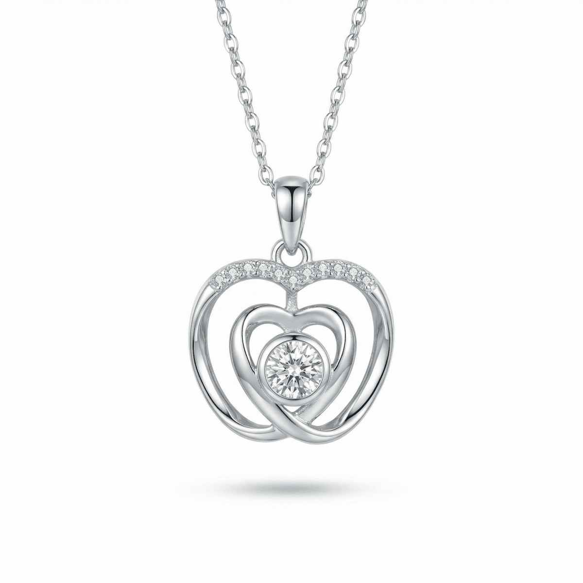 Eterna Lumière Heart Necklace - 925 Sterling Silver - Necklaces - Silvora