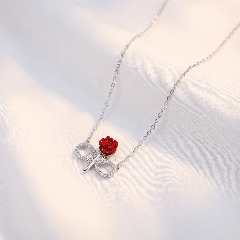 Infinity Rose Necklace - Necklaces - silvoraeg