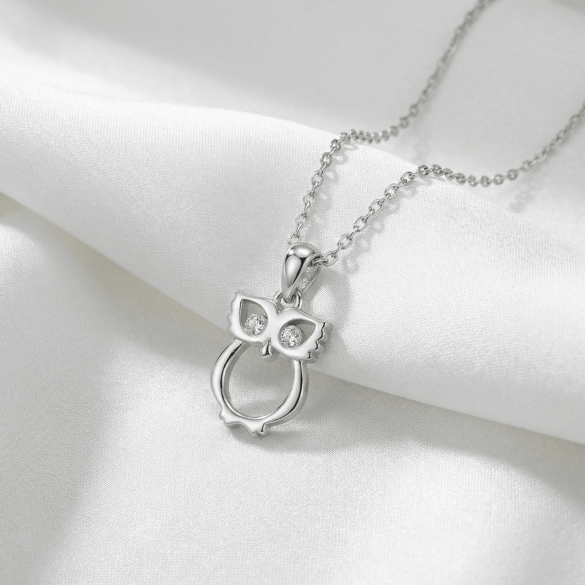 Noctelle Owl Necklace - 925 Sterling Silver - Necklaces - Silvora