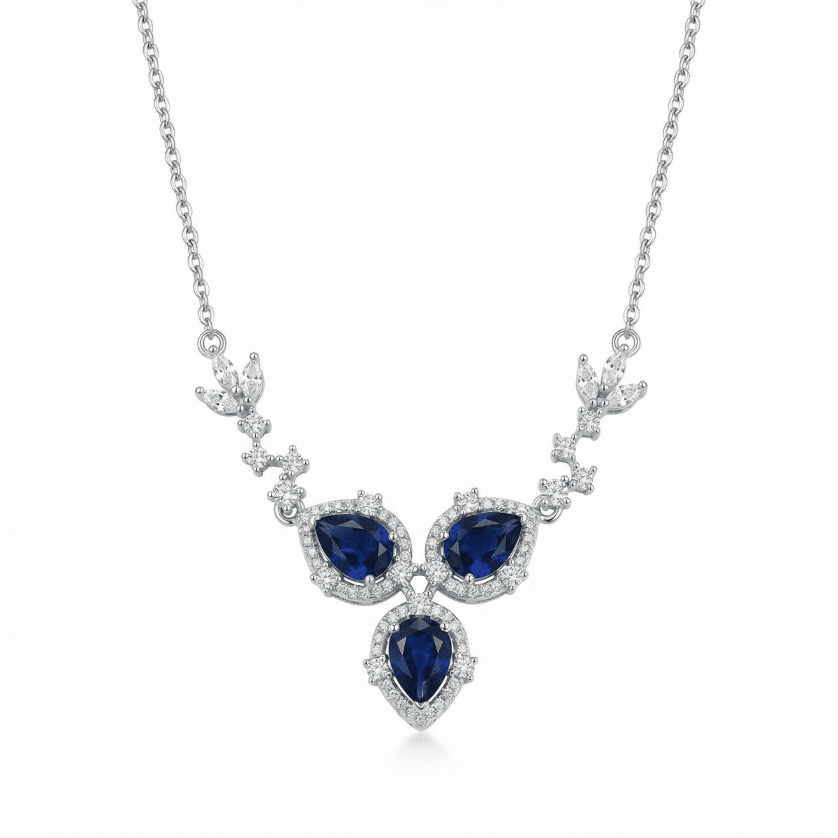 Noctielle Royale Sapphire Necklace - 925 Sterling Silver - Necklaces - Silvora