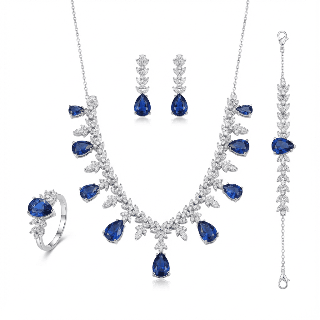 Royal Sapphire Set - 925 Sterling Silver - Jewelry Sets - Silvora