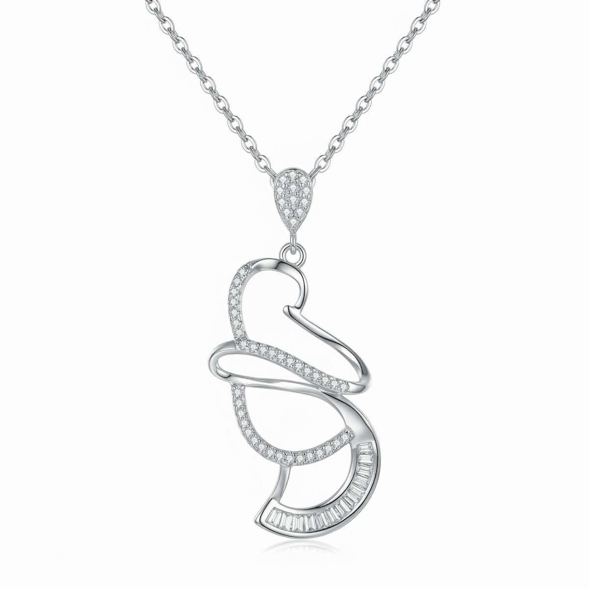 Seranova Curve Pendant - 925 Sterling Silver - Necklaces - Silvora