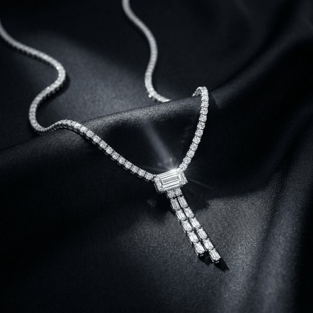 Velmira Cascade Necklace - 925 Sterling Silver - Necklaces - Silvora