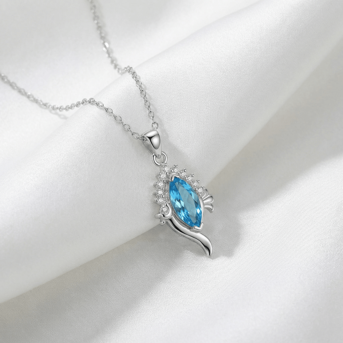 Veloura Azure Necklace - 925 Sterling Silver - Necklaces - Silvora